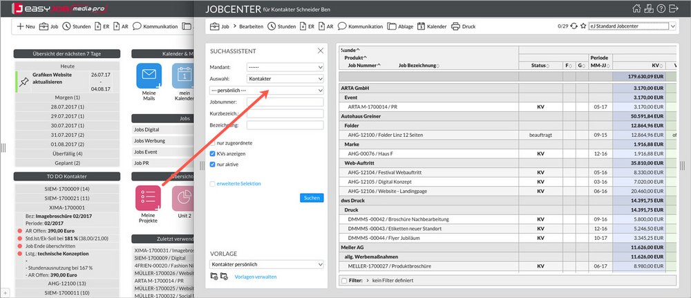 dashboard-easyJOB im Agentursoftware-Guide