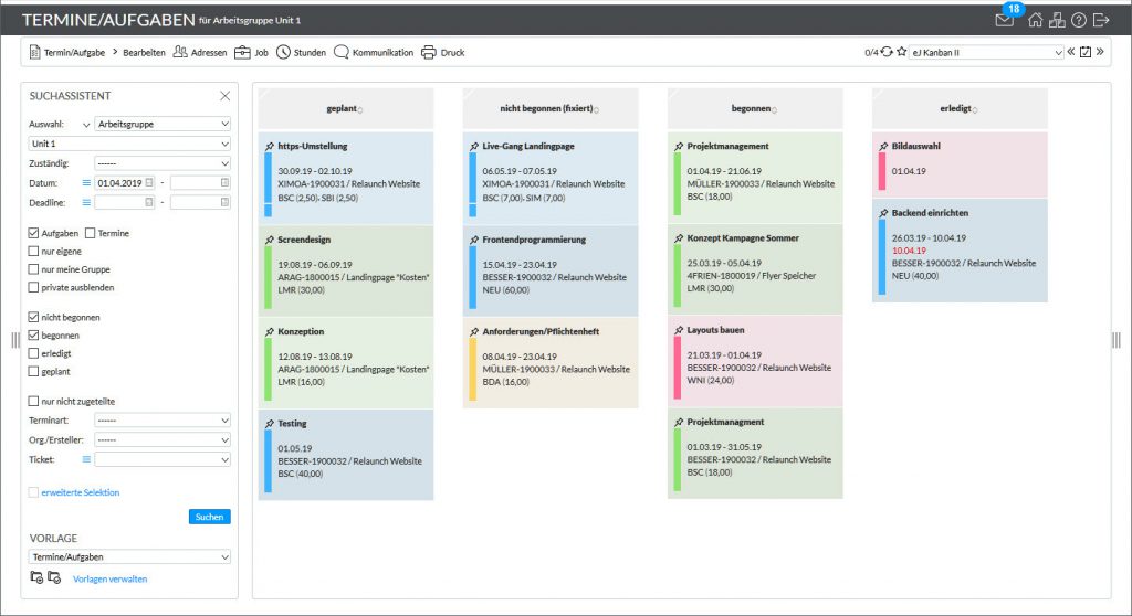 kanban easyJOB im Agentursoftware-Guide