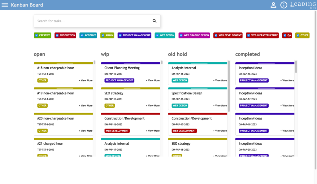 KanBan-Board in LeadingJob im Agentursoftware Guide