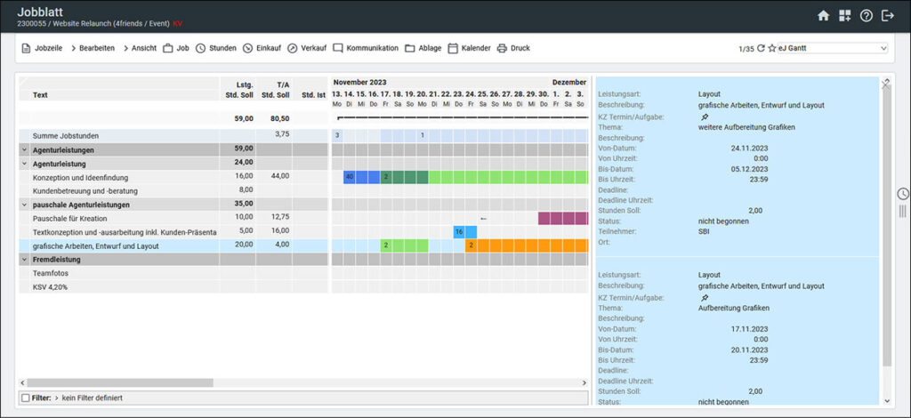 easyJob Jobblatt screenshot termine